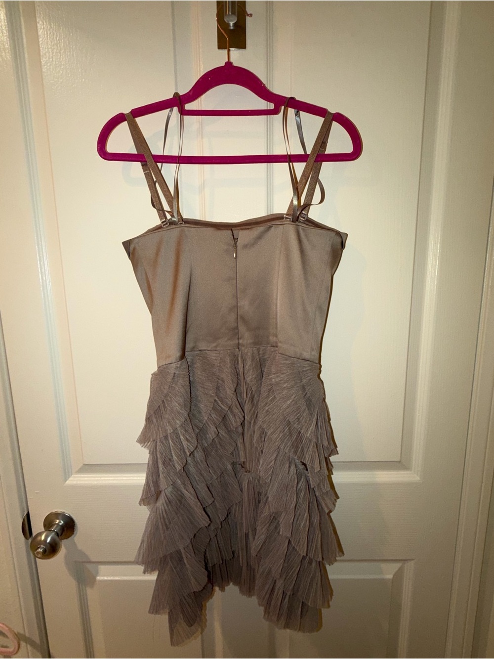 BCBGMaxAzria Taupe Ruffle Tiered Dress